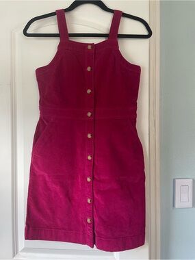 Crewcuts Button-Front Corduroy Mini Dress - Fuchsia